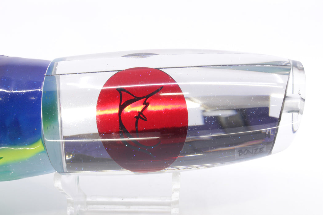 Bonze Lures Clear Mirrored Red Eyes Ultimate 14" 12oz Skirted Blue-Chartreuse-Ice Blue