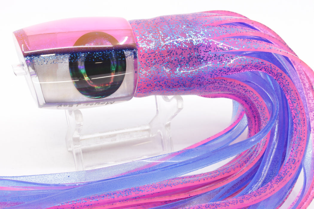 Moyes Lures White MOP Pink-Blue Back Taxi Eyes Medium J-Boy 12" 7oz Skirted Pink/Blue