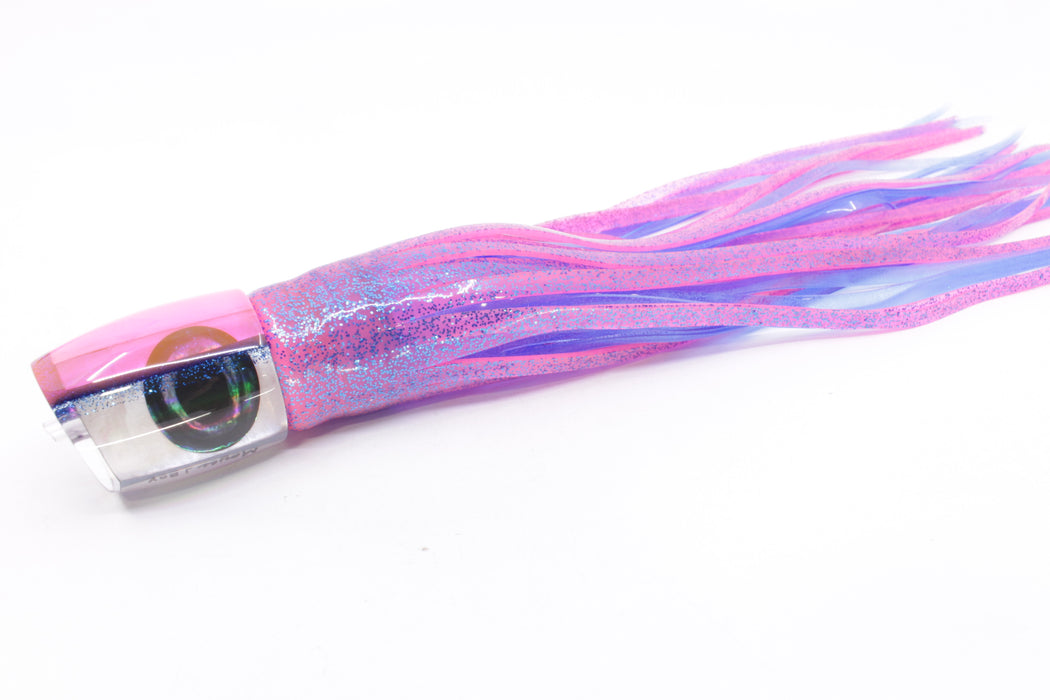 Moyes Lures White MOP Pink-Blue Back Taxi Eyes Medium J-Boy 12" 7oz Skirted Pink/Blue