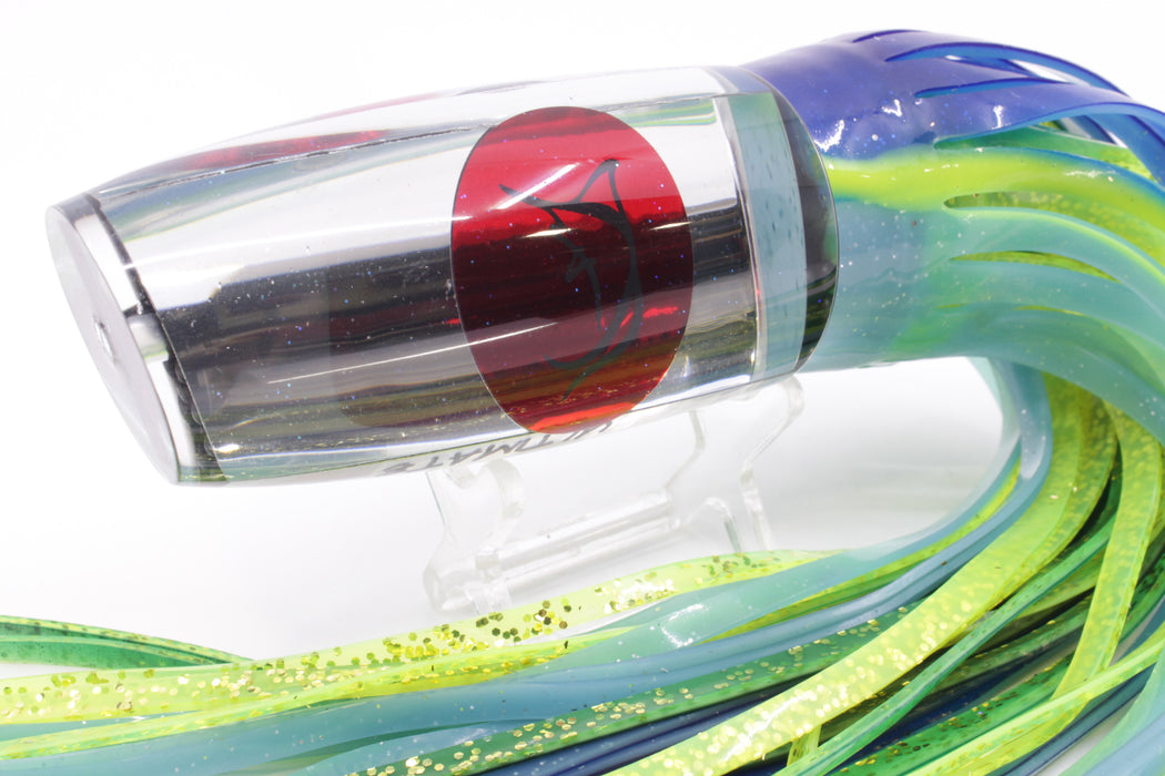 Bonze Lures Clear Mirrored Red Eyes Ultimate 14" 12oz Skirted Blue-Chartreuse-Ice Blue