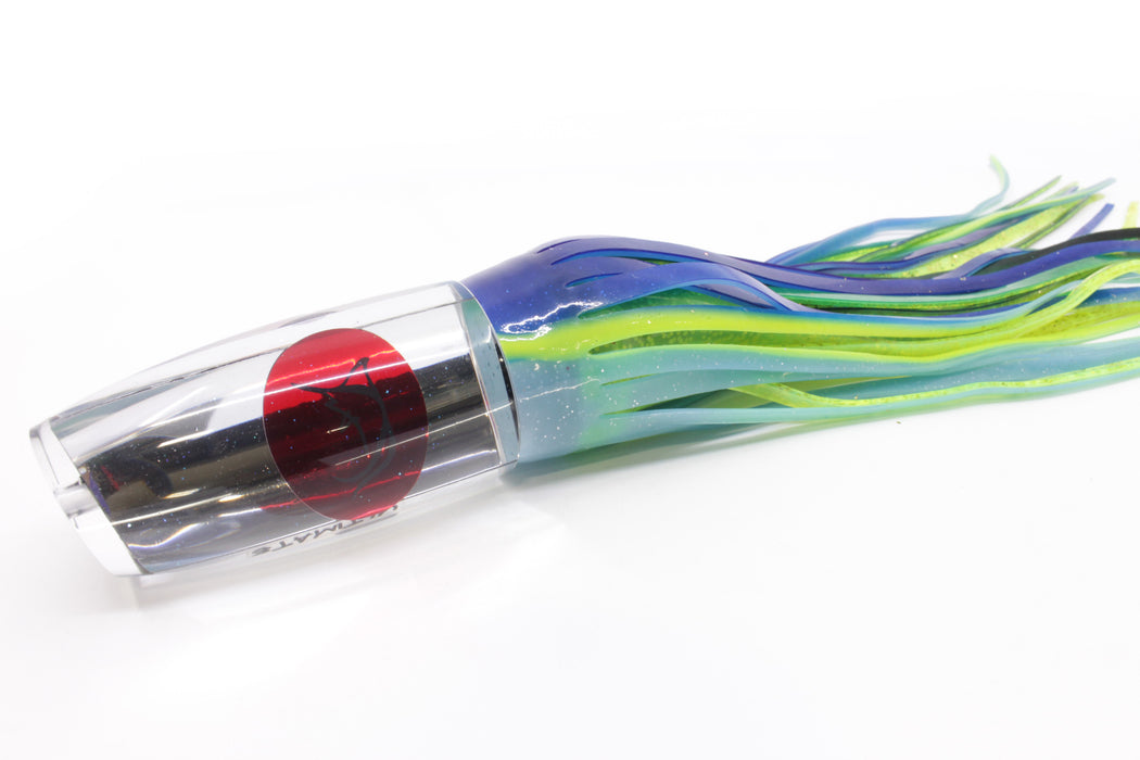 Bonze Lures Clear Mirrored Red Eyes Ultimate 14" 12oz Skirted Blue-Chartreuse-Ice Blue