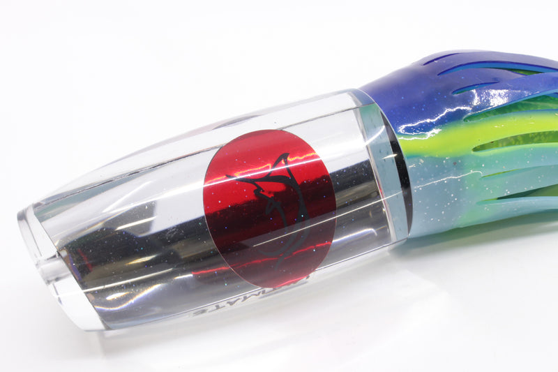 Bonze Lures Clear Mirrored Red Eyes Ultimate 14" 12oz Skirted Blue-Chartreuse-Ice Blue
