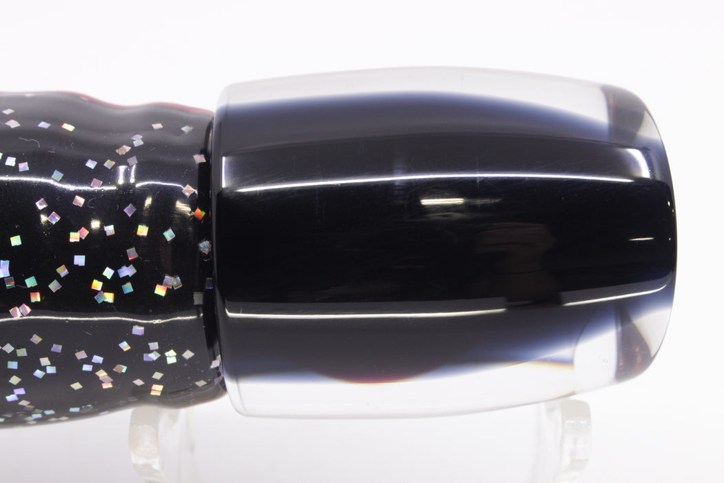 Moyes Lures Mirrored Black Back Red Eyes Medium J-Boy 12" 7oz Skirted Black