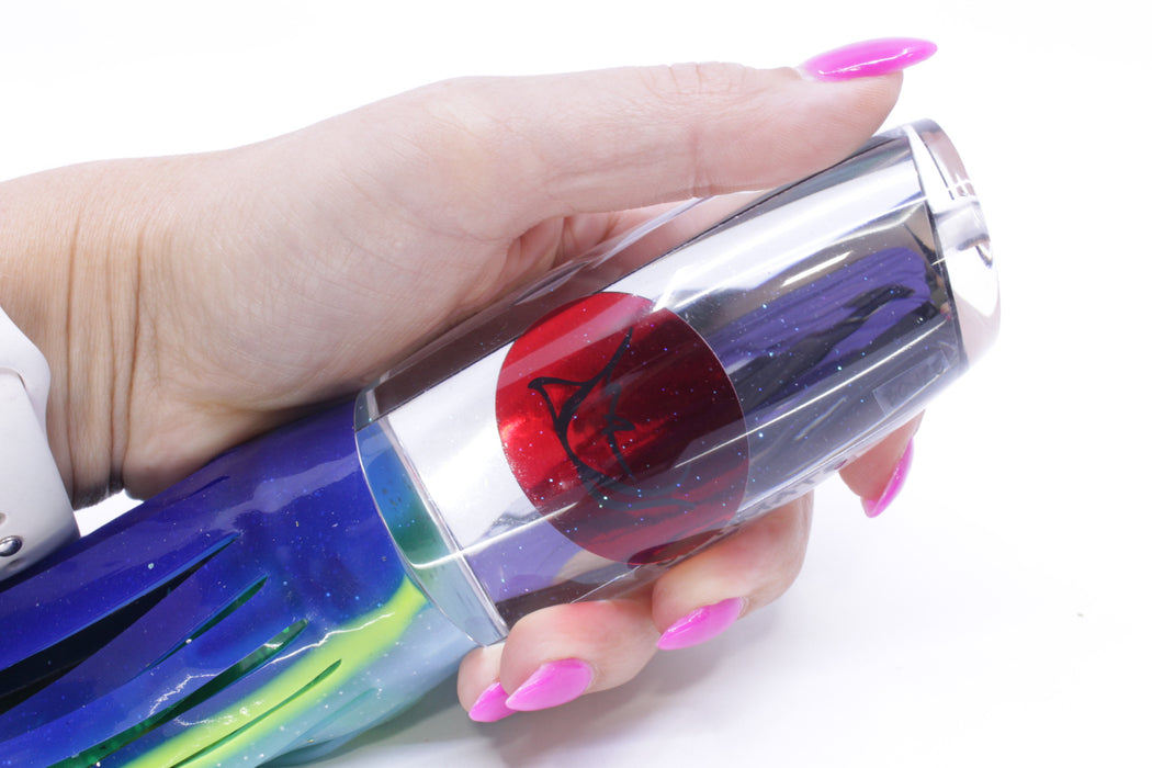 Bonze Lures Clear Mirrored Red Eyes Ultimate 14" 12oz Skirted Blue-Chartreuse-Ice Blue