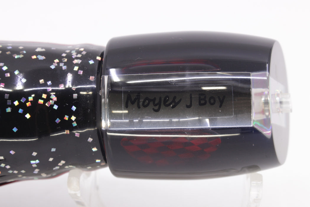 Moyes Lures Mirrored Black Back Red Eyes Medium J-Boy 12" 7oz Skirted Black