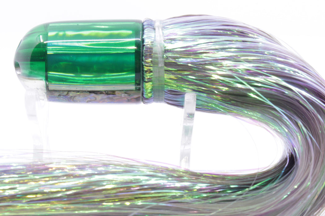 Marlin Magic Lures Abalone Green Back 4-Hole Jetted Ahi P Bullet 7" 3.7oz Flashabou