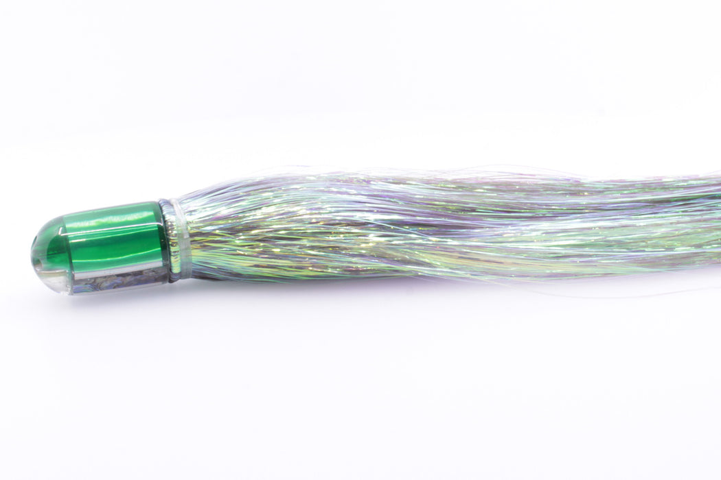 Marlin Magic Lures Abalone Green Back 4-Hole Jetted Ahi P Bullet 7" 3.7oz Flashabou