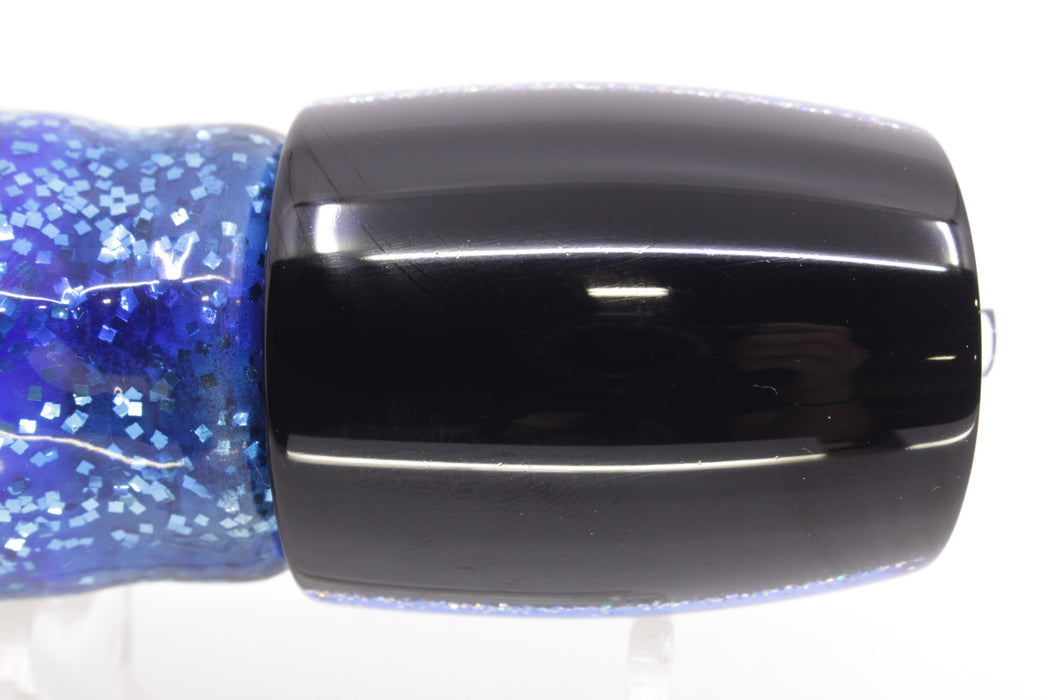 Moyes Lures Blue MOP Black-Silver Back Medium J-Boy 12" 7oz Skirted Black & Blue Bars