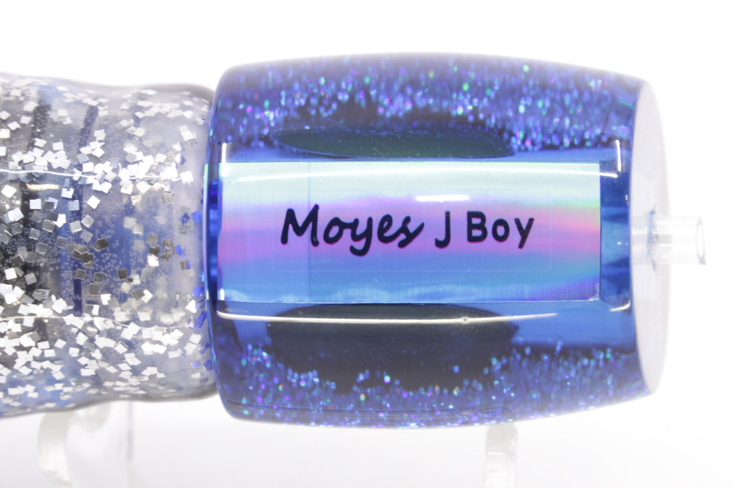 Moyes Lures Blue MOP Black-Silver Back Medium J-Boy 12" 7oz Skirted Black & Blue Bars