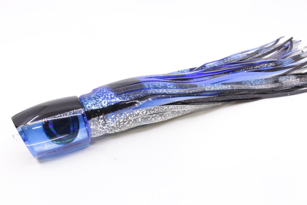 Moyes Lures Blue MOP Black-Silver Back Medium J-Boy 12" 7oz Skirted Black & Blue Bars