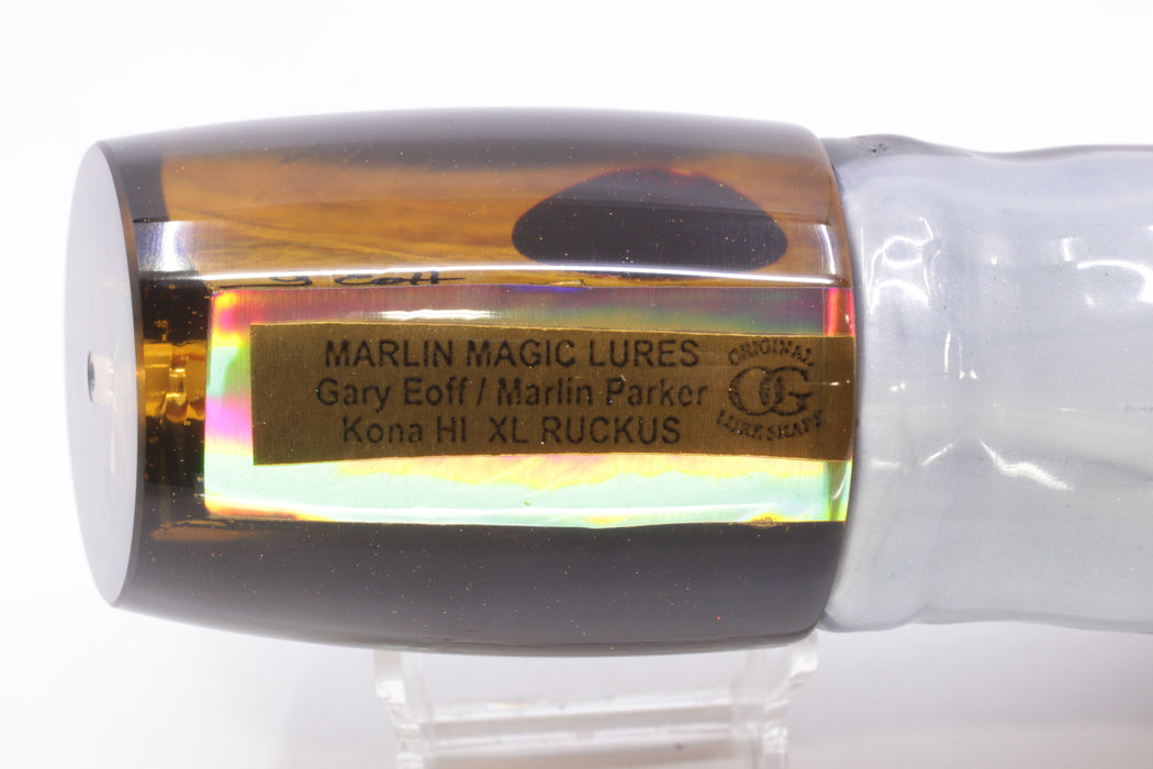 Marlin Magic Orange Awabi Black Back Red Eyes XL Ruckus 16" 17oz Skirted Root Beer