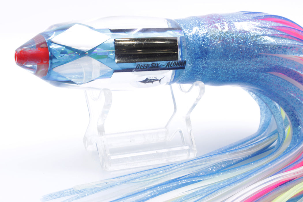 Aloha Lures Ice Blue Mirrored Silver Rainbow Deep Six 9" 5.2oz Skirted Ice Blue