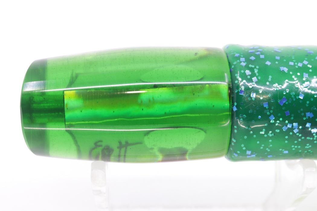 Marlin Magic Lime Green MOP Green Back Red Eyes Flyer 7" 2.5oz Skirted Mahi