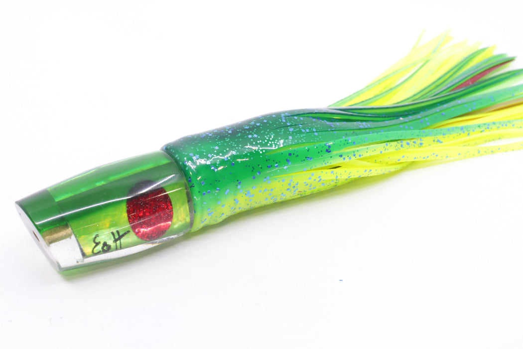 Marlin Magic Lime Green MOP Green Back Red Eyes Flyer 7" 2.5oz Skirted Mahi