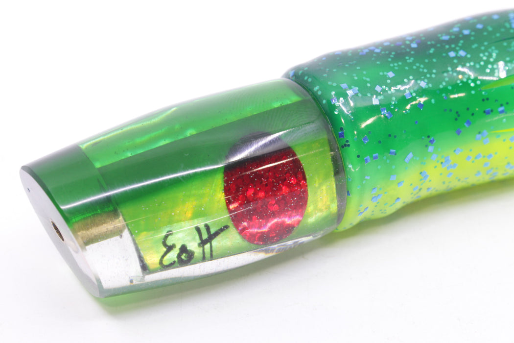 Marlin Magic Lime Green MOP Green Back Red Eyes Flyer 7" 2.5oz Skirted Mahi