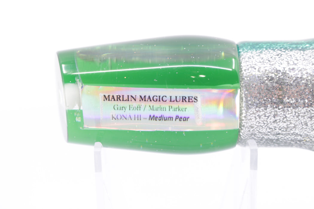 Marlin Magic Mirrored Green Back Medium Pear 10" 8.2oz Skirted Green Aurora-Silver