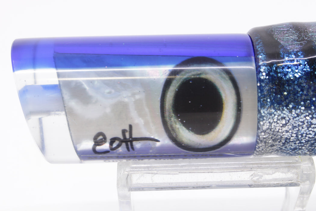 Marlin Magic Lures White MOP Blue Back Taxi Eyes Medium Tube 9" 6oz Skirted