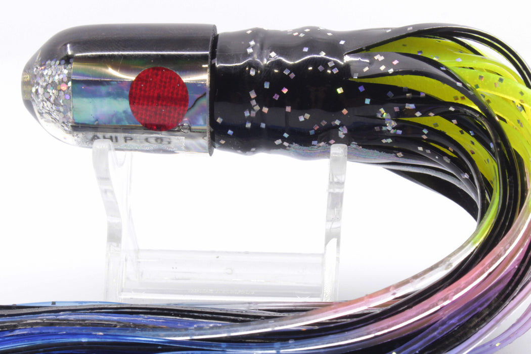 Marlin Magic Abalone Black Back Red Eyes Ahi Pussy Bullet 7" 4oz Skirted Black-Rainbow