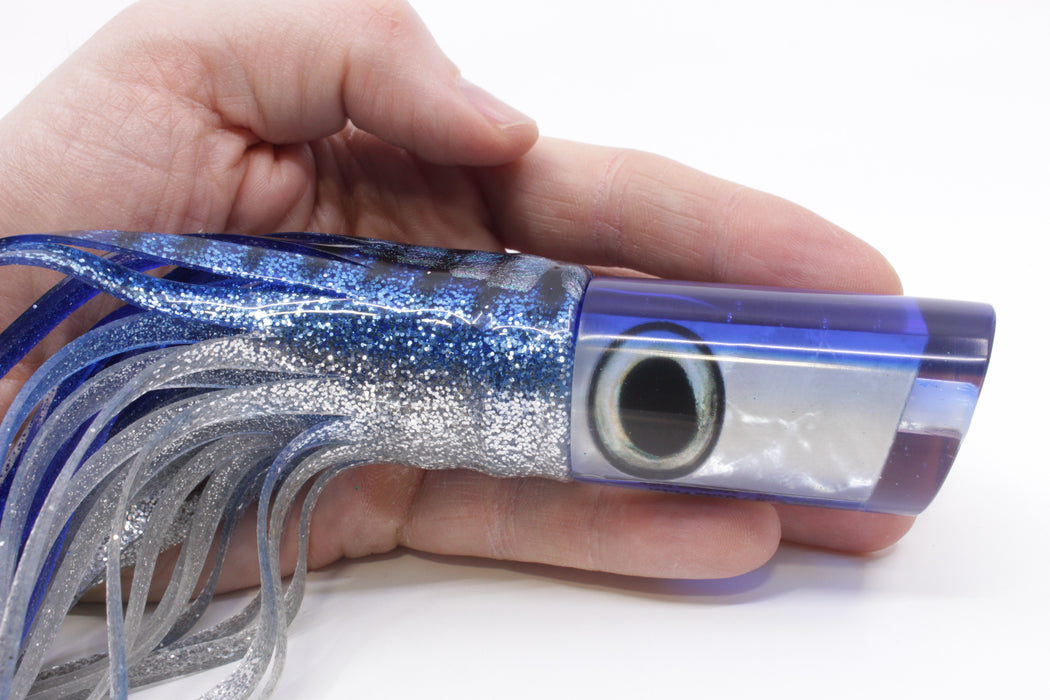 Marlin Magic Lures White MOP Blue Back Taxi Eyes Medium Tube 9" 6oz Skirted