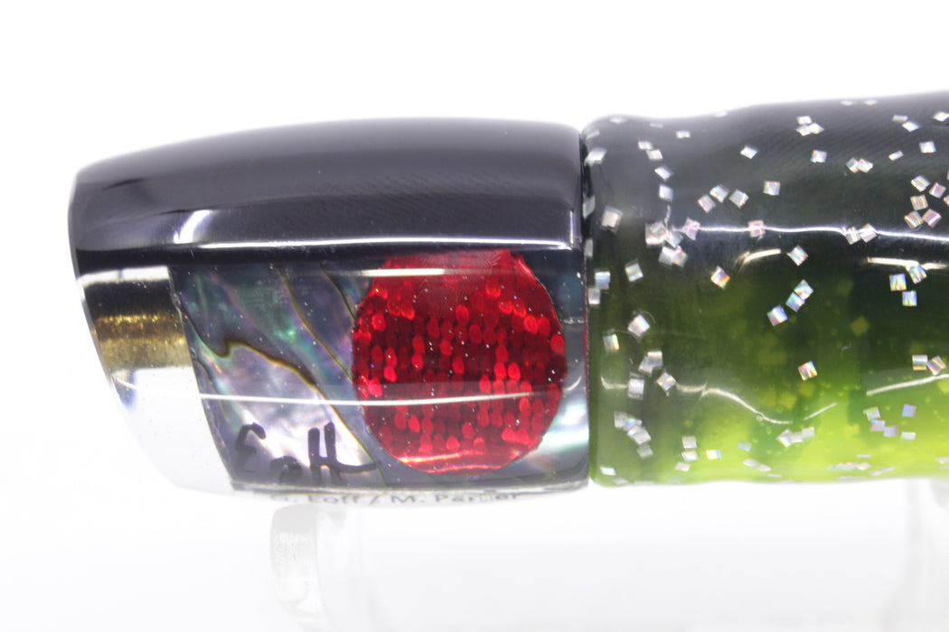 Marlin Magic Blue-Purple Abalone Black Back Red Eyes Tiny Ruckus 7" 3oz Skirted