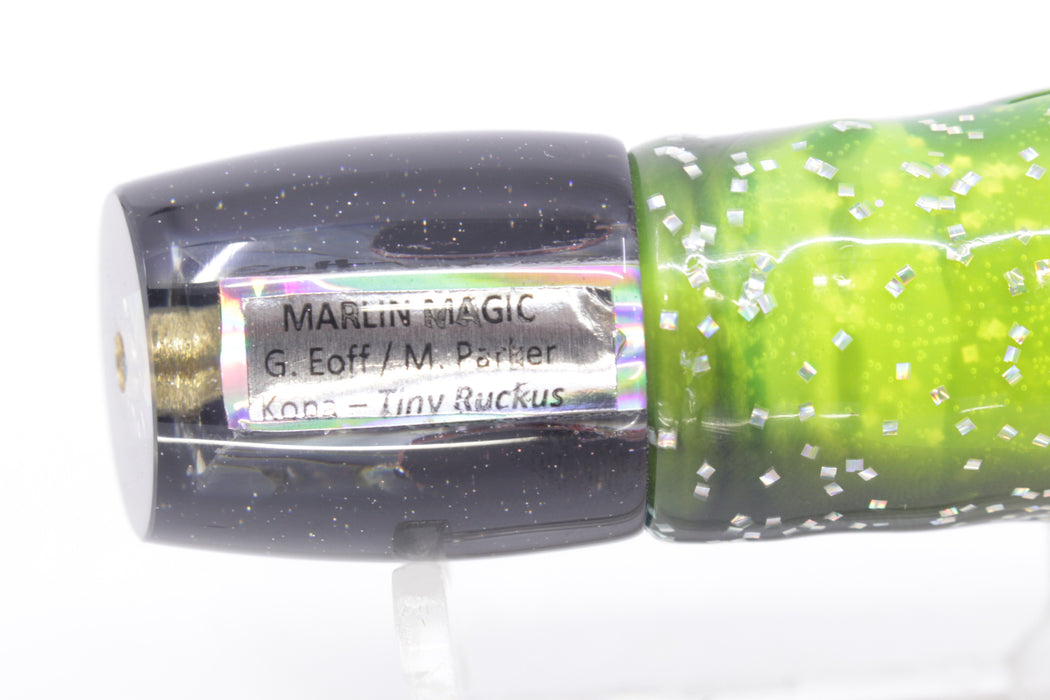 Marlin Magic Blue-Purple Abalone Black Back Red Eyes Tiny Ruckus 7" 3oz Skirted