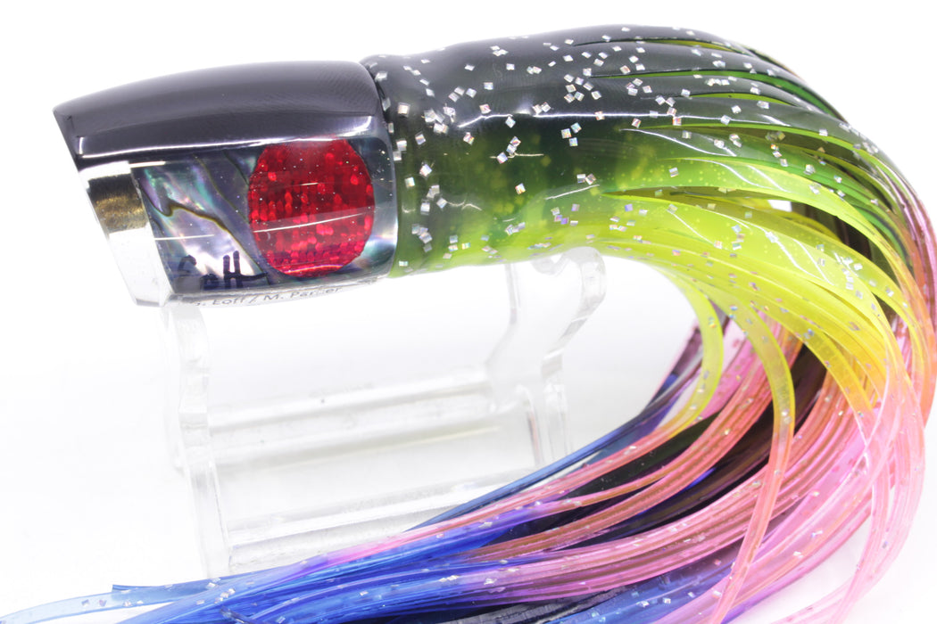 Marlin Magic Blue-Purple Abalone Black Back Red Eyes Tiny Ruckus 7" 3oz Skirted