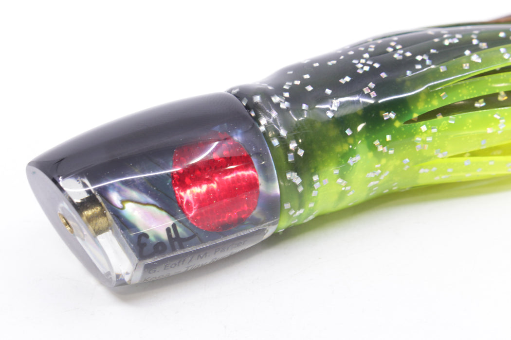 Marlin Magic Blue-Purple Abalone Black Back Red Eyes Tiny Ruckus 7" 3oz Skirted