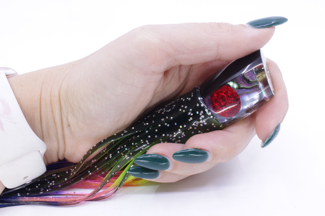 Marlin Magic Blue-Purple Abalone Black Back Red Eyes Tiny Ruckus 7" 3oz Skirted