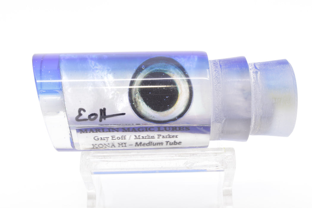 Marlin Magic Lures White MOP Blue Back Taxi Eyes Medium Tube 9" 4oz