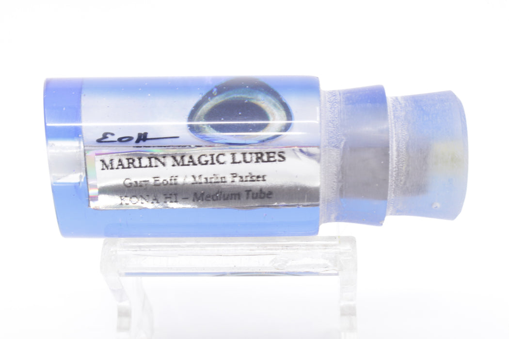 Marlin Magic Lures White MOP Blue Back Taxi Eyes Medium Tube 9" 4oz