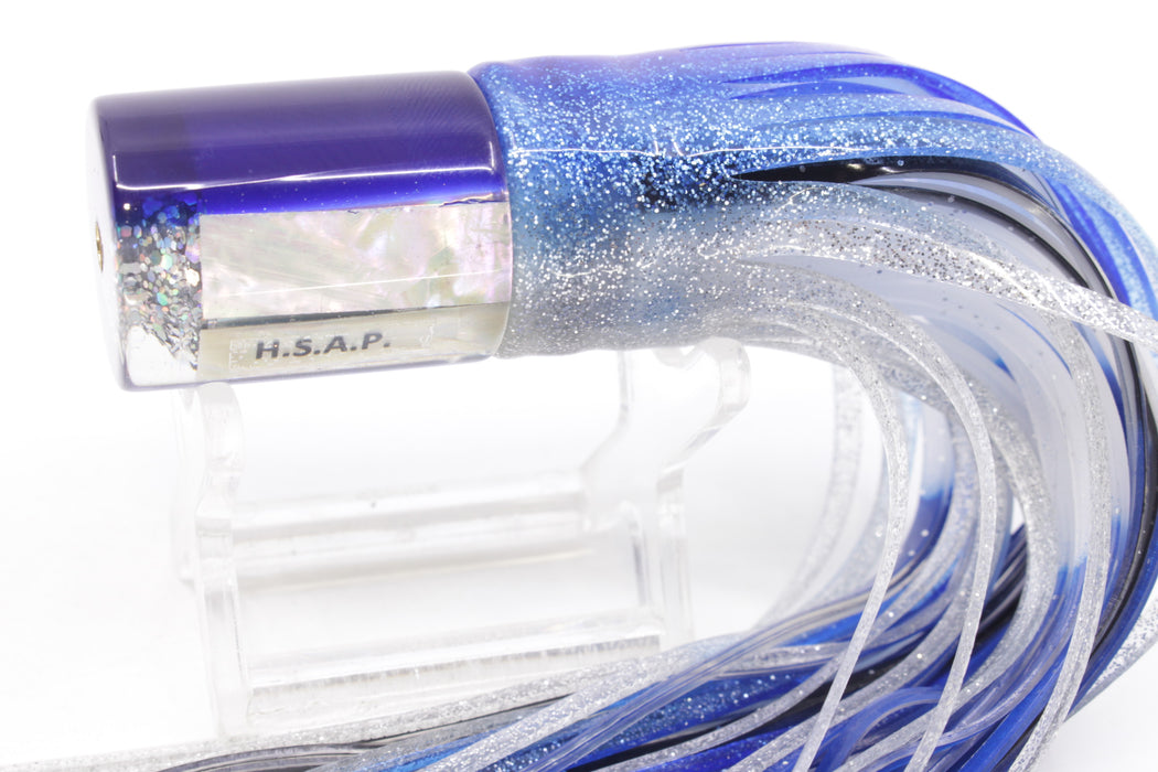 Marlin Magic Lures White Awabi Blue Back HSAP 7" 3.5oz Skirted Blue-Silver