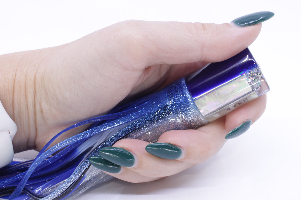 Marlin Magic Lures White Awabi Blue Back HSAP 7" 3.5oz Skirted Blue-Silver