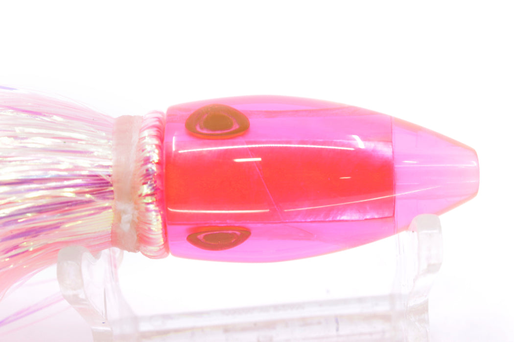 Moyes Lures Fluorescent Pink MOP Poon 5" 1.3oz Flashabou Pink/White Pearl