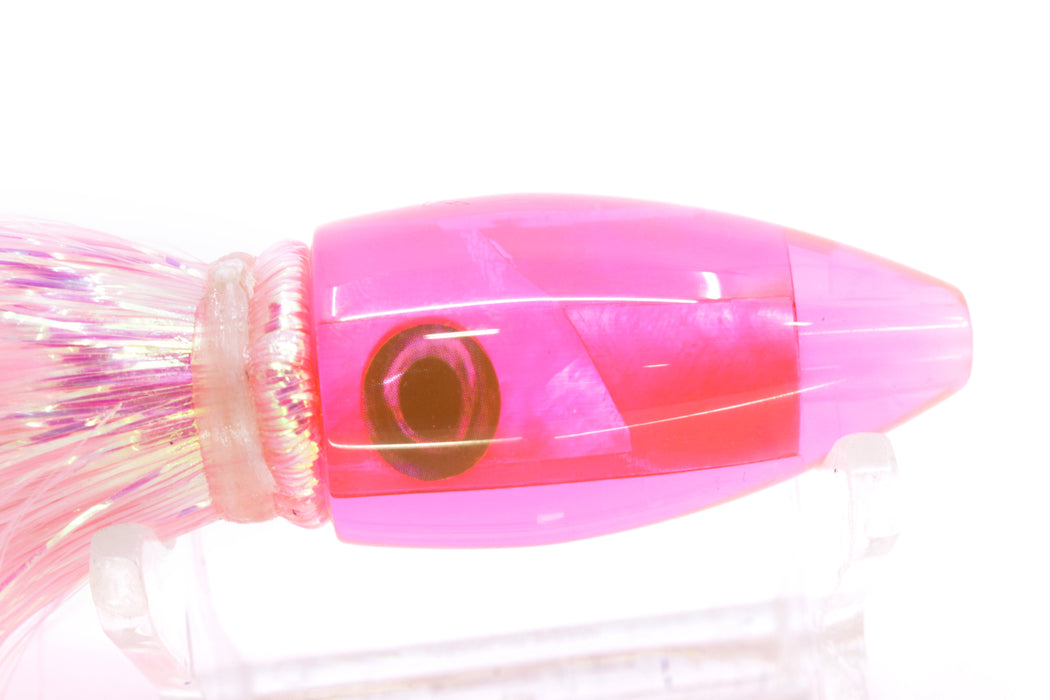 Moyes Lures Fluorescent Pink MOP Poon 5" 1.3oz Flashabou Pink/White Pearl