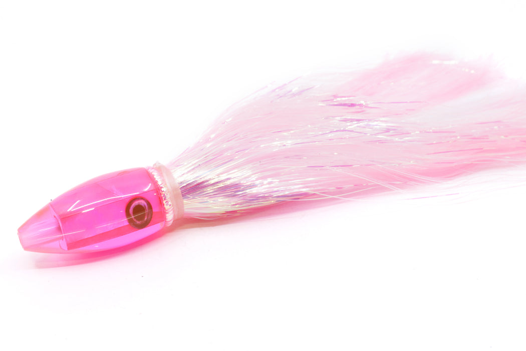 Moyes Lures Fluorescent Pink MOP Poon 5" 1.3oz Flashabou Pink/White Pearl