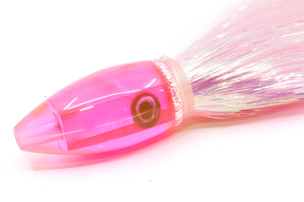 Moyes Lures Fluorescent Pink MOP Poon 5" 1.3oz Flashabou Pink/White Pearl