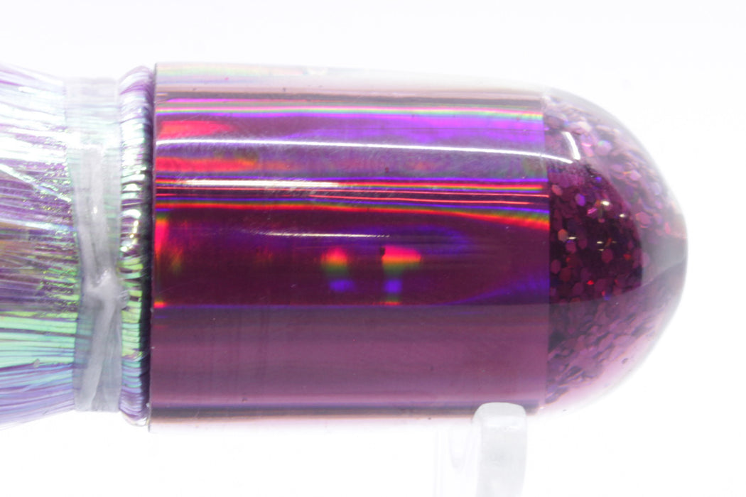 Marlin Magic White MOP Purple Back Ahi Pussy Bullet 7" 3.2oz Flashabou Purple