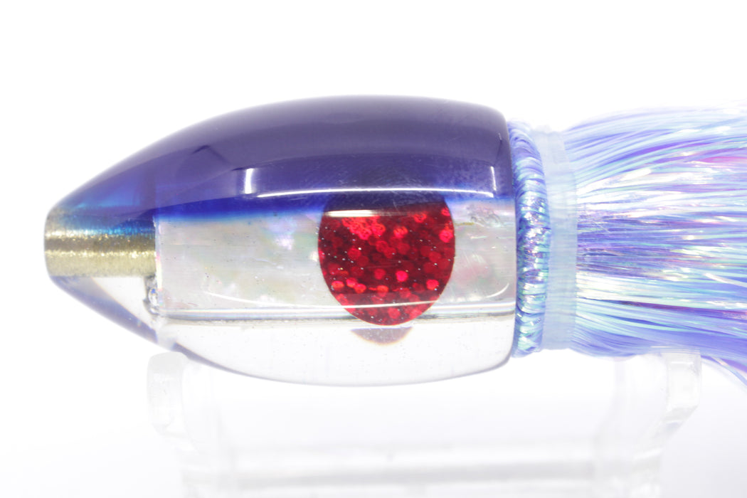 Marlin Magic Lures White Awabi Blue Back Red Eyes Teardrop AP Bullet 7" 2.8oz Flashabou