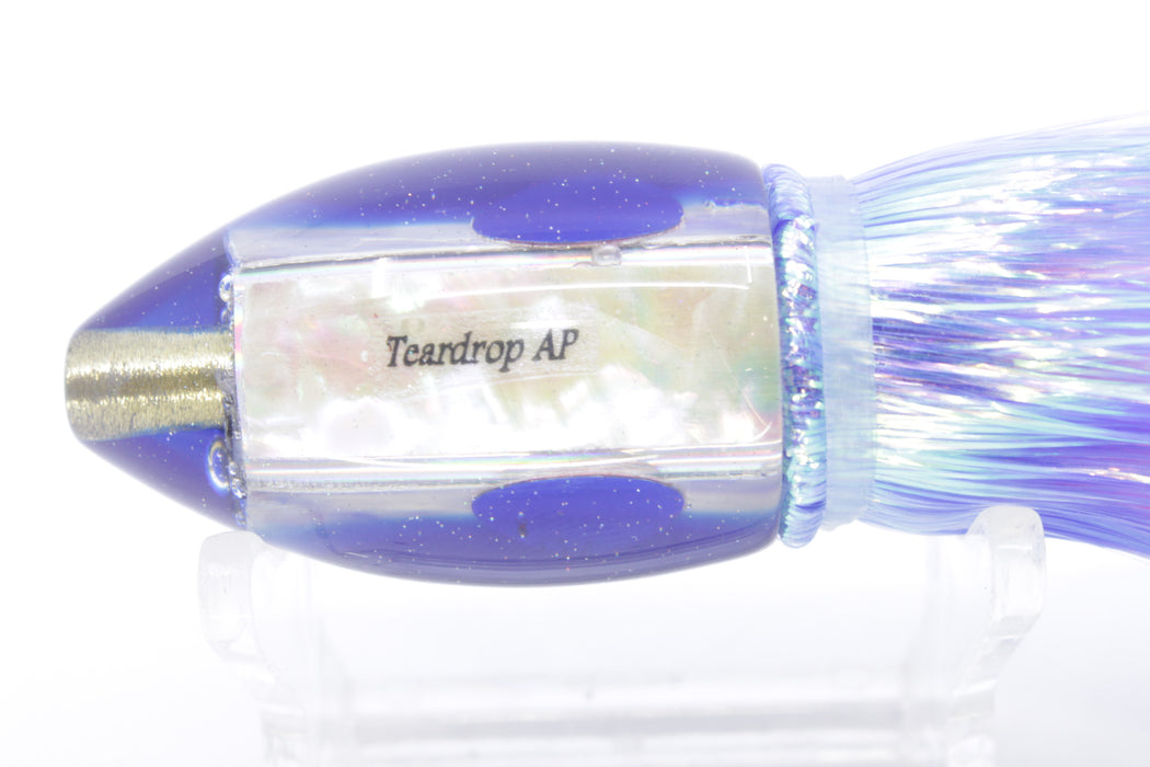 Marlin Magic Lures White Awabi Blue Back Red Eyes Teardrop AP Bullet 7" 2.8oz Flashabou