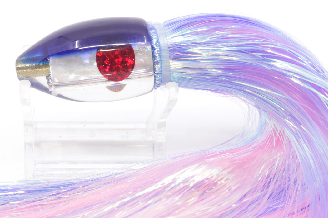 Marlin Magic Lures White Awabi Blue Back Red Eyes Teardrop AP Bullet 7" 2.8oz Flashabou
