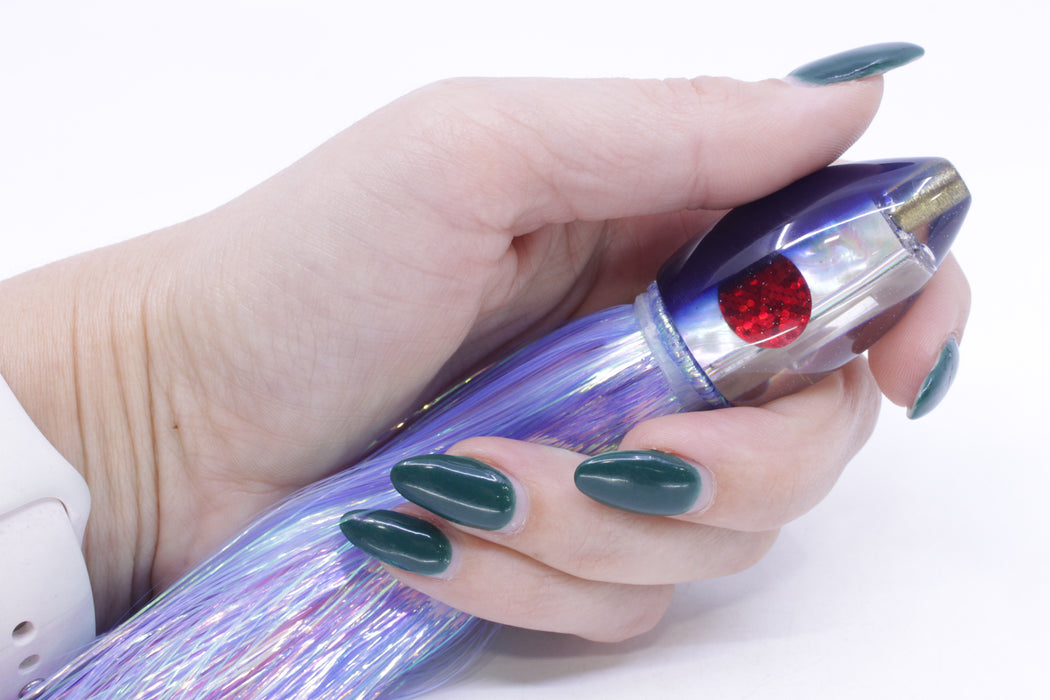 Marlin Magic Lures White Awabi Blue Back Red Eyes Teardrop AP Bullet 7" 2.8oz Flashabou