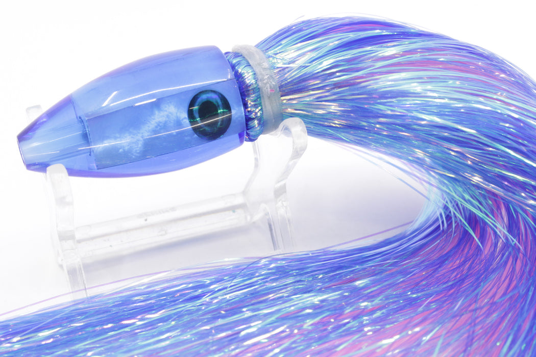 Moyes Lures Blue MOP Poon 5" 1.3oz Flashabou Dark Blue/Pink