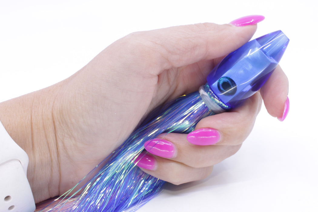 Moyes Lures Blue MOP Poon 5" 1.3oz Flashabou Dark Blue/Pink