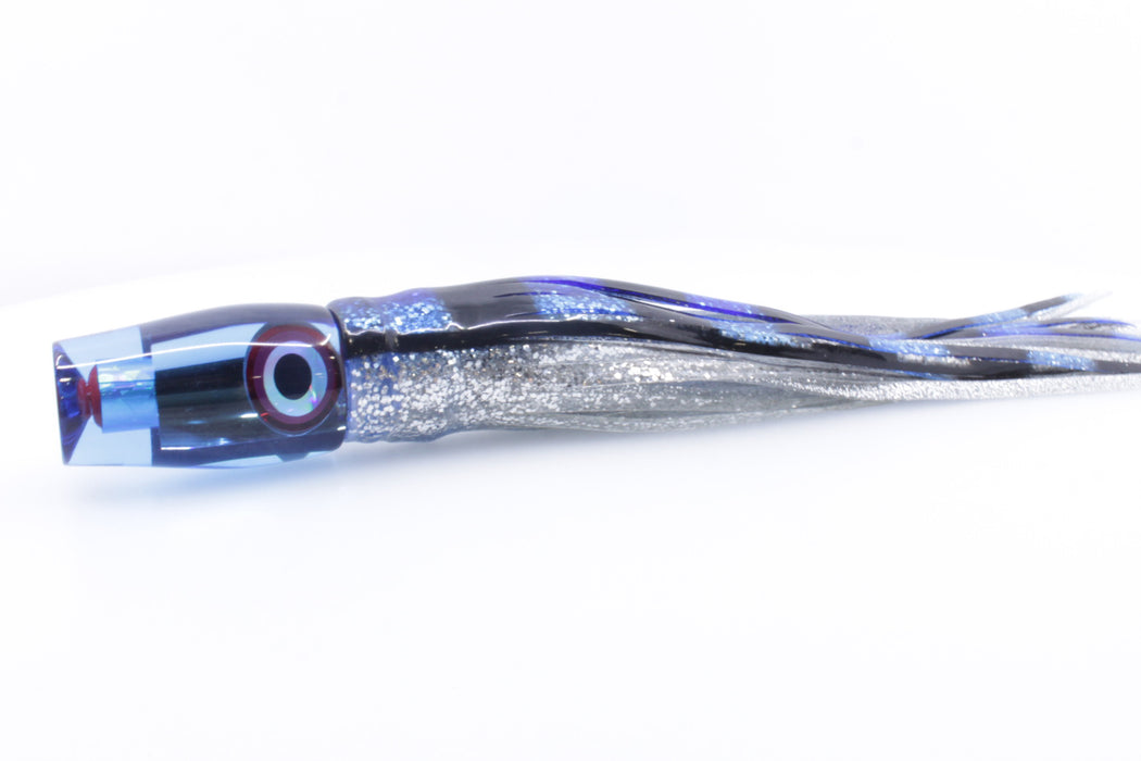 Aloha Lures Ice Blue Mirrored Blue Rainbow Kona Mongo 9" 6.3oz Skirted Blue-Black Bars