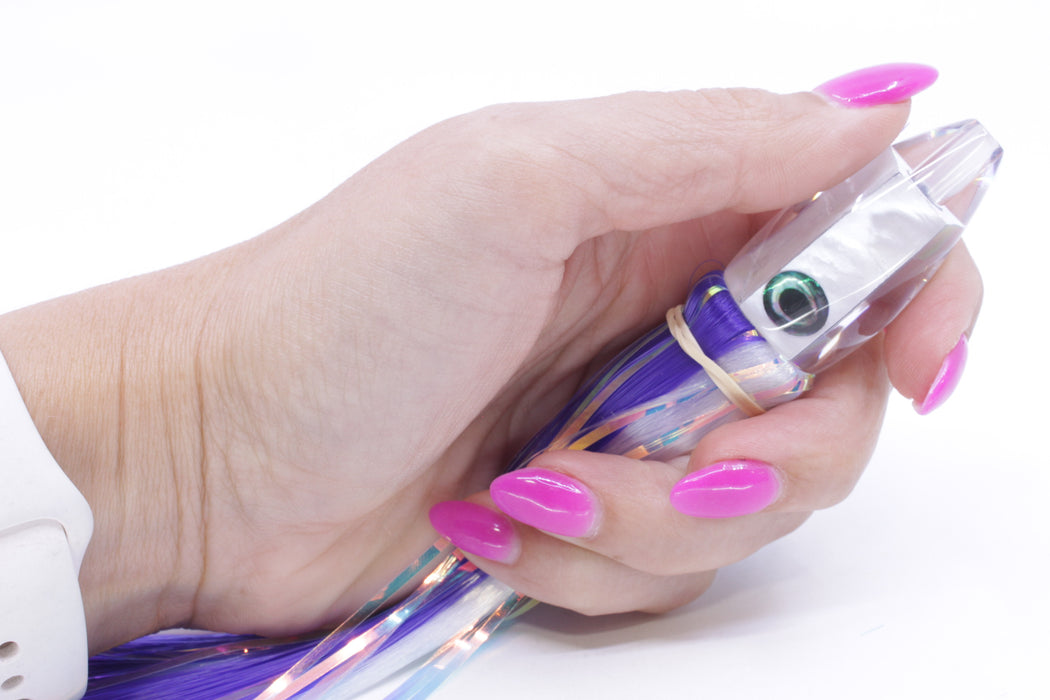 Moyes Lures White MOP Poon 5" 1.3oz Skirted Purple-White Hair