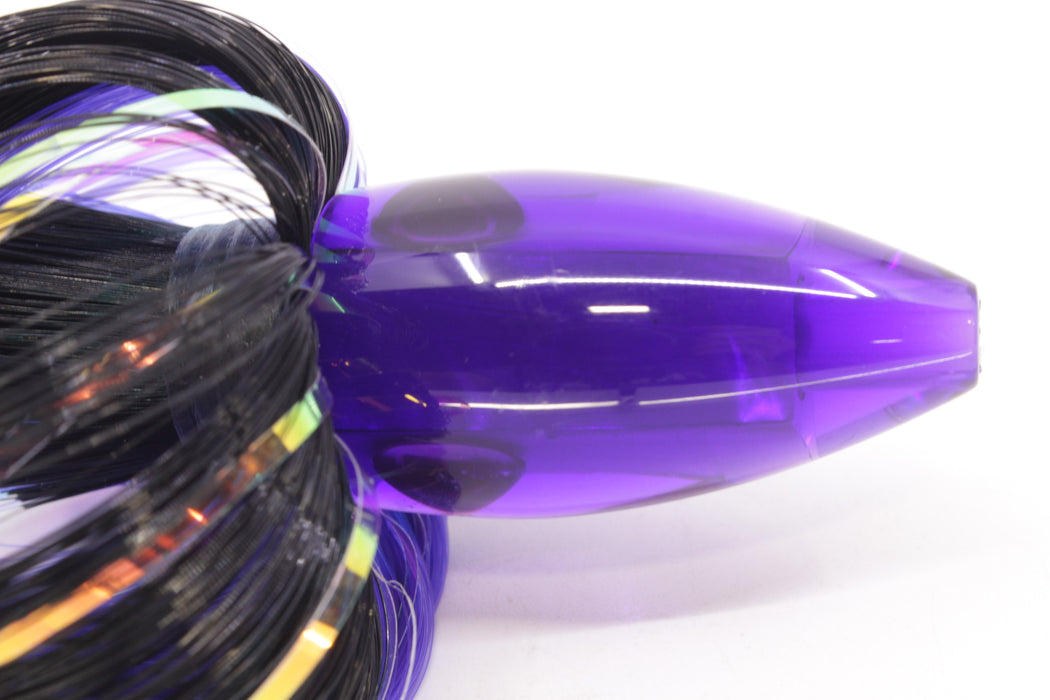 Moyes Lures Light Purple MOP Purple Back Poon 5" 1.3oz Skirted Black-Purple Hair