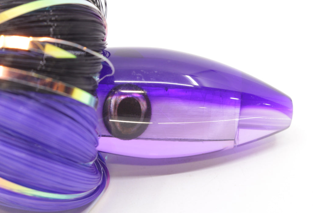 Moyes Lures Light Purple MOP Purple Back Poon 5" 1.3oz Skirted Black-Purple Hair