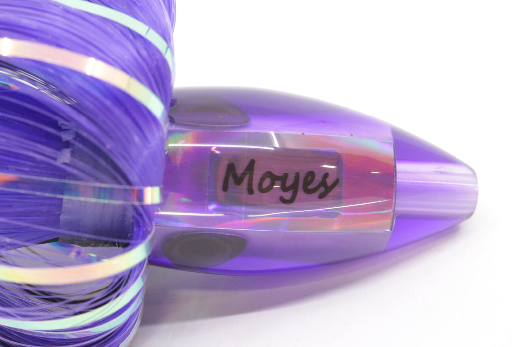 Moyes Lures Light Purple MOP Purple Back Poon 5" 1.3oz Skirted Black-Purple Hair