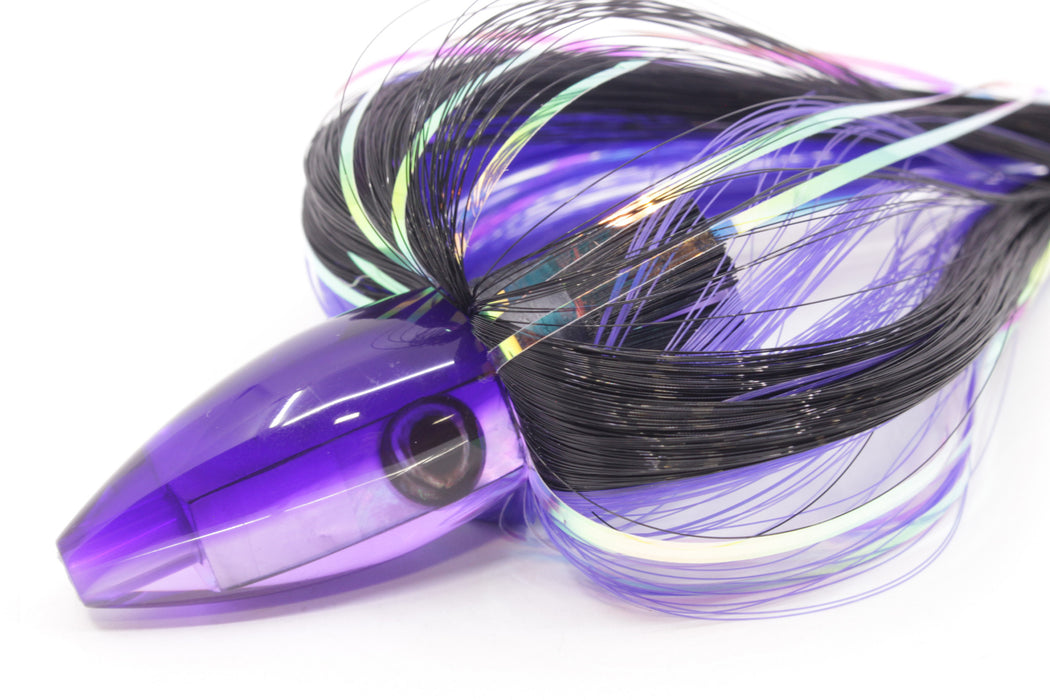 Moyes Lures Light Purple MOP Purple Back Poon 5" 1.3oz Skirted Black-Purple Hair