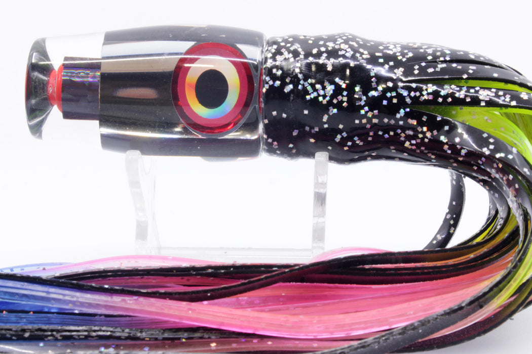 Aloha Lures Clear Mirrored Black Rainbow Kona Mongo 9" 6.3oz Skirted Black/Rainbow